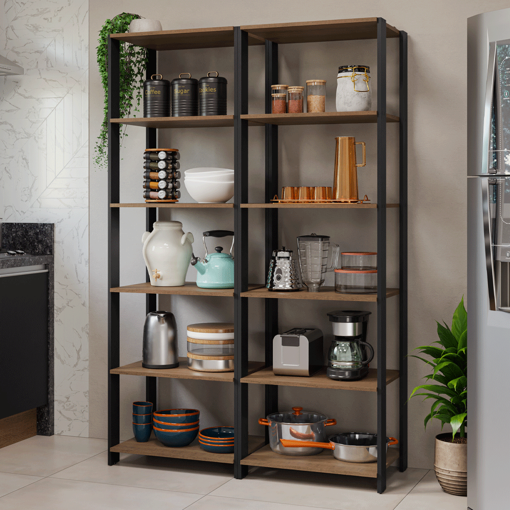 Armario Estante Organizador Multiuso Madesa con 10 Niveles 118 cm Marrón/Negro