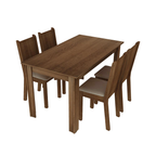 Juego de Comedor Rosie con 4 Sillas Marrón/Beige