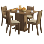 Juego de Comedor Lexy Tablero Rectangular de Madera con 4 Sillas Marrón/Beige Madesa