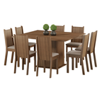 Juego de Comedor Clarice con 8 Sillas Marrón/Beige