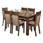 Juego de Comedor Jaíne con 6 Sillas Marrón/Beige