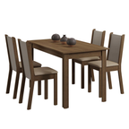 Juego de Comedor Bea con 4 Sillas Marrón/Crema