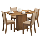 Juego de Comedor Talita Tablero Rectangular de Madera con 4 Sillas Marrón/Crema/Beige Madesa