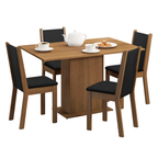 Juego de Comedor Talita Tablero Rectangular de Madera con 4 Sillas Marrón/Negro Madesa