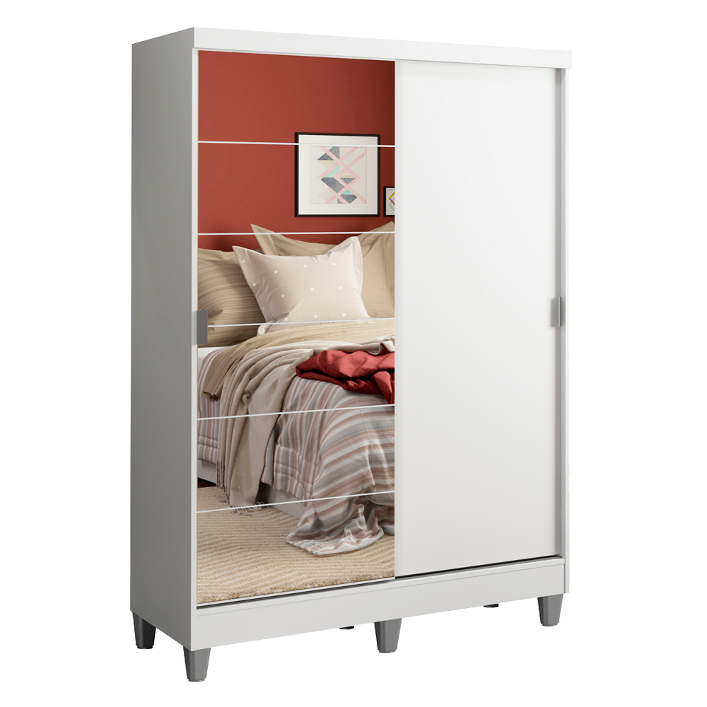 Clóset Luke con Patas 2 Puertas Corredizas 1 Espejo Blanco 192 cm x 120 cm x 53 cm