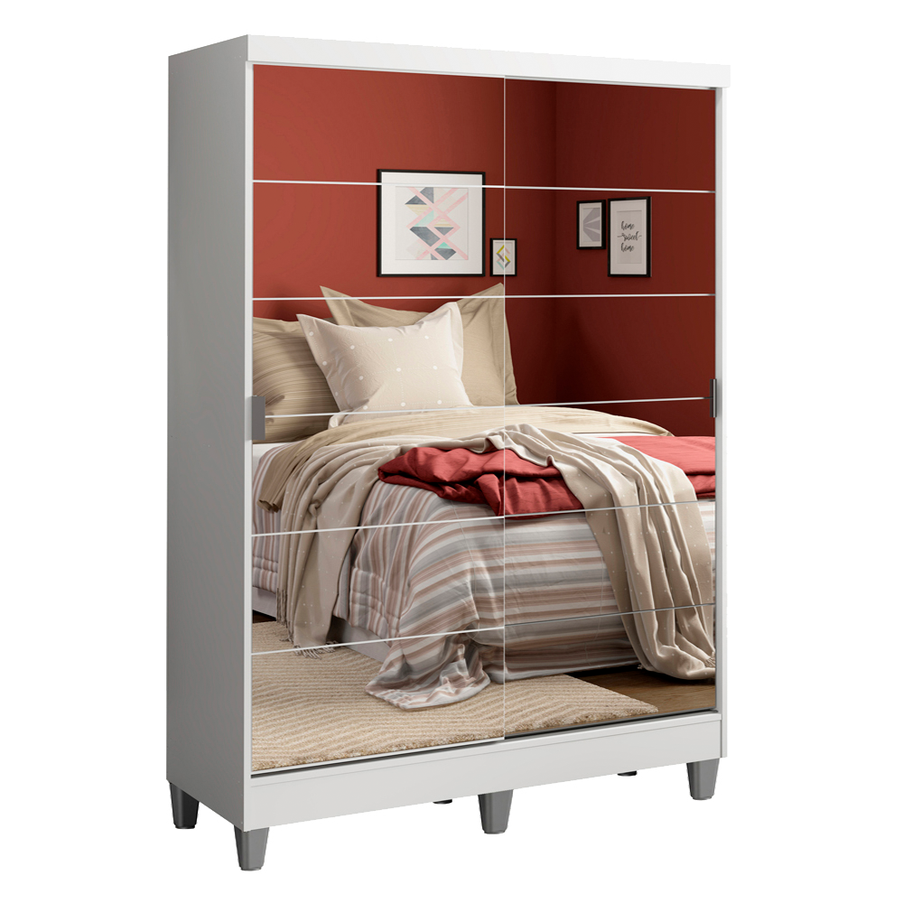 Clóset Luke con Patas 2 Puertas Corredizas con Espejos Blanco 192 cm x 120 cm x 53 cm