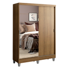 Clóset Luke con Patas 2 Puertas Corredizas 1 Espejo Marrón 192 cm x 120 cm x 53 cm