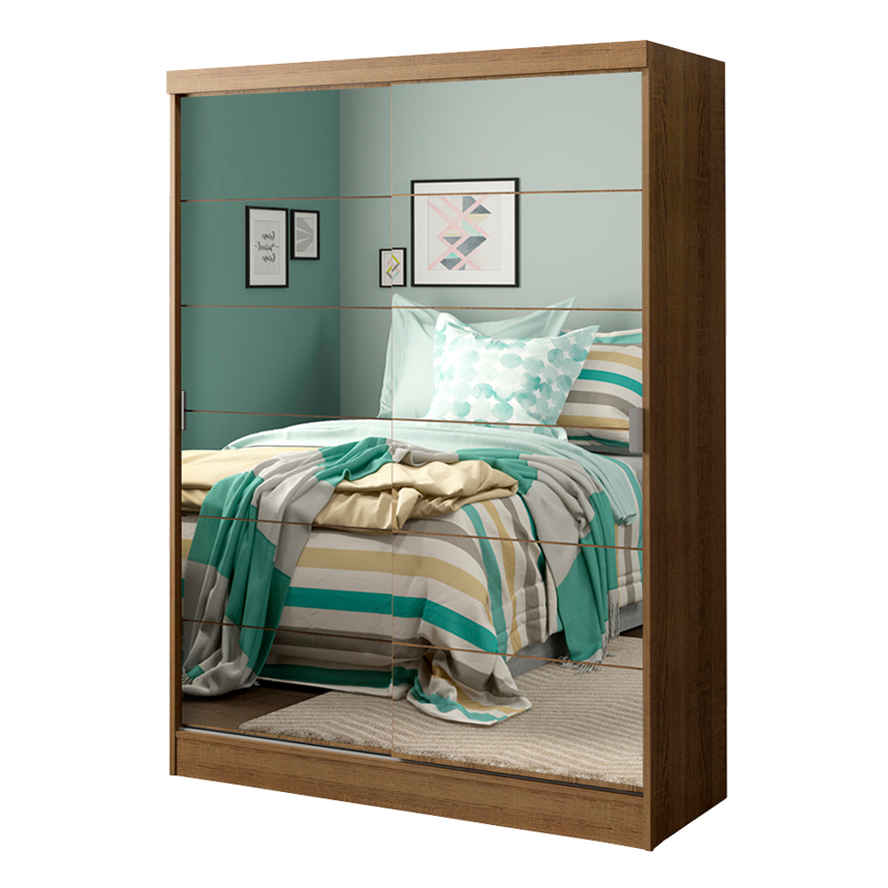 Clóset Luke 2 Puertas Corredizas con Espejos Marrón 183 cm x 119 cm x 54 cm