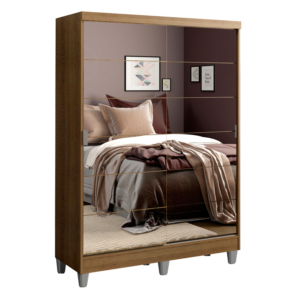 Clóset Luke con Patas 2 Puertas Corredizas con Espejos Marrón 192 cm x 120 cm x 53 cm