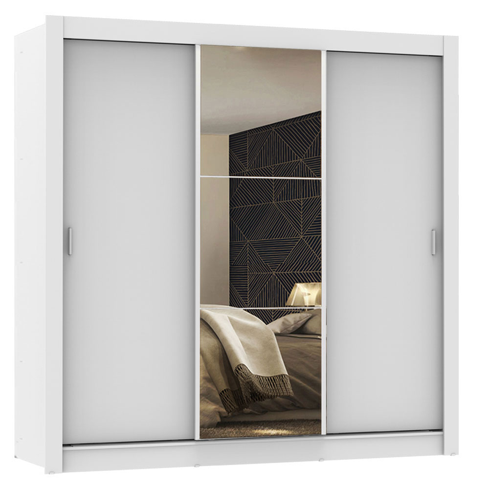 Clóset Monaco 3 Puertas Corredizas 1 Espejo Blanco 170 cm x 205 cm x 51 cm