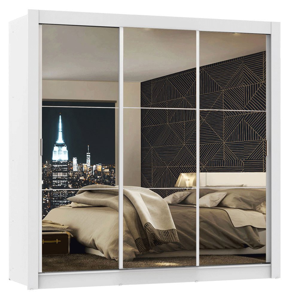 Clóset Monaco 3 Puertas Corredizas con Espejos Blanco 170 cm x 205 cm x 51 cm
