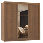 Clóset Monaco 3 Puertas Corredizas 1 Espejo Marrón 170 cm x 205 cm x 51 cm