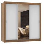 Clóset Monaco 3 Puertas Corredizas 1 Espejo Marrón/Blanco 170 cm x 205 cm x 51 cm