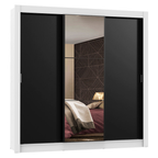 Clóset Monaco 3 Puertas Corredizas 1 Espejo Blanco/Negro 170 cm x 205 cm x 51 cm