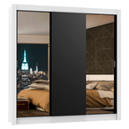 Clóset Monaco 3 Puertas Corredizas 2 Espejos Blanco/Negro 170 cm x 205 cm x 51 cm