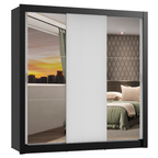 Clóset Monaco 3 Puertas Corredizas 2 Espejos Negro/Blanco 170 cm x 205 cm x 51 cm