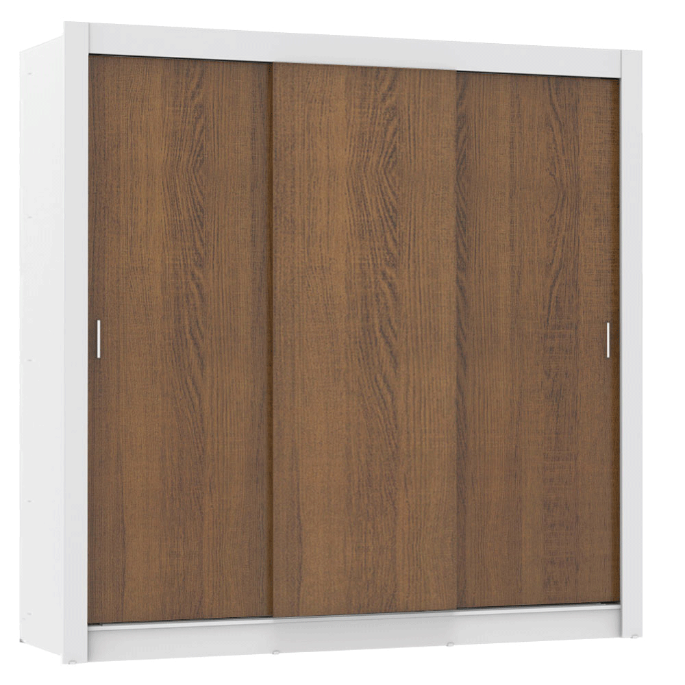 Clóset Monaco 3 Puertas Corredizas 1 Espejo Blanco/Marrón 170 cm x 205 cm x 51 cm
