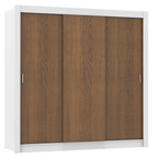 Clóset Monaco 3 Puertas Corredizas 1 Espejo Blanco/Marrón 170 cm x 205 cm x 51 cm