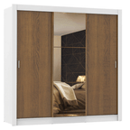 Clóset Monaco 3 Puertas Corredizas 1 Espejo Blanco/Marrón 170 cm x 205 cm x 51 cm