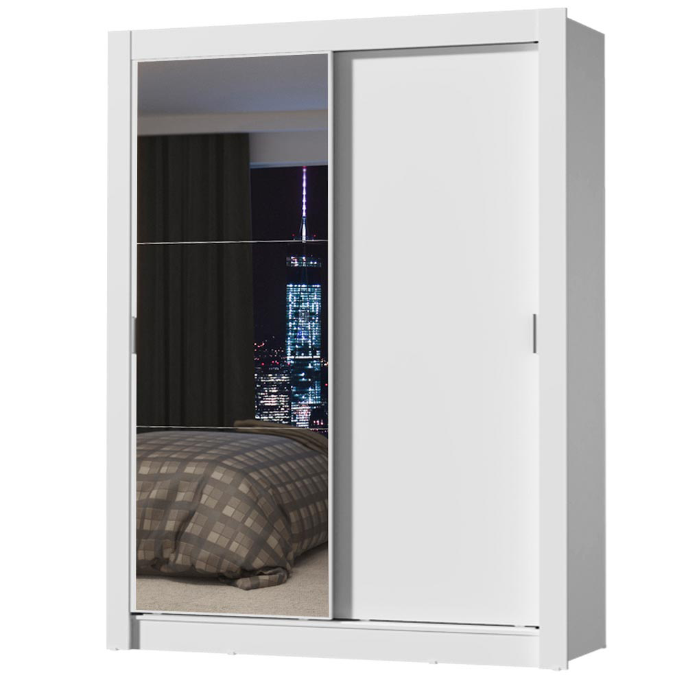 Clóset Denver 117 cm 2 Puertas Corredizas 1 Espejo Blanco Madesa