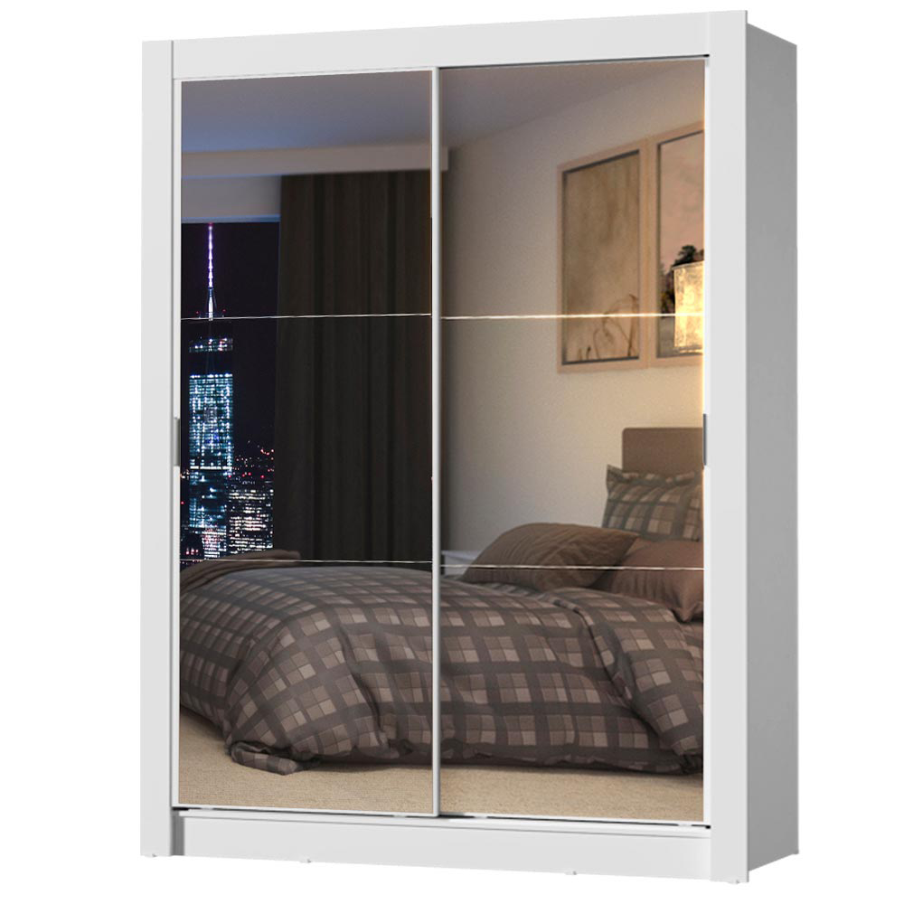 Closet Denver 2 Puertas Corredizas con Espejos Blanco 117 cm x 205 cm