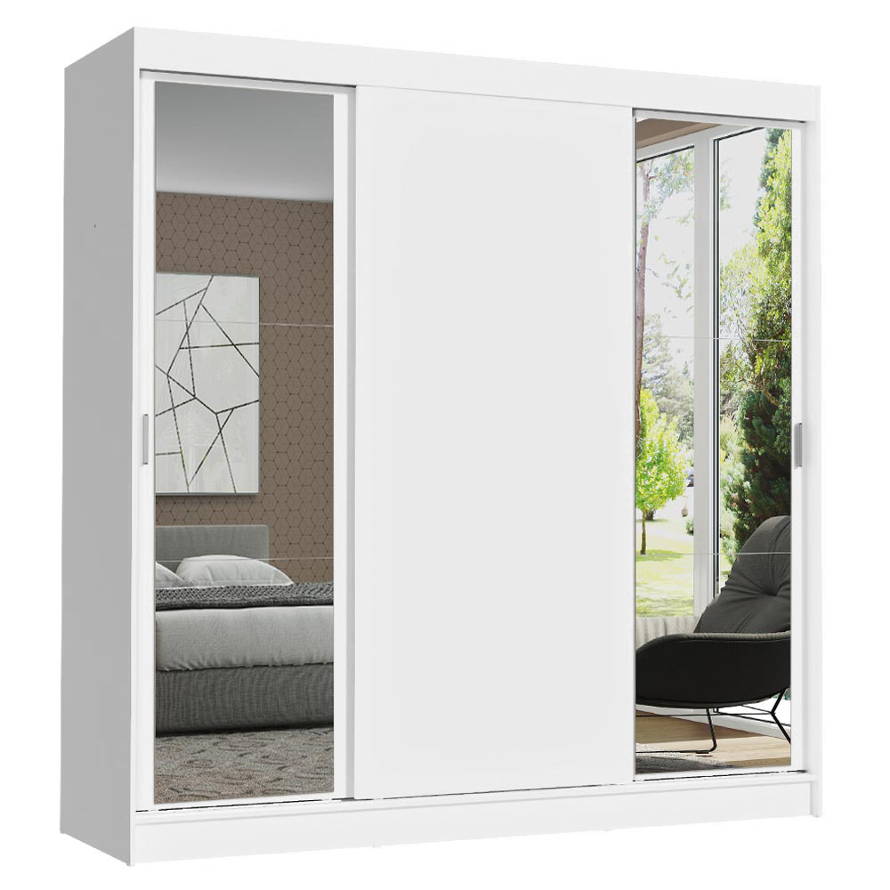 Clóset Reno 3 Puertas Corredizas 2 Espejos Blanco 180 cm x 205 cm x 54 cm