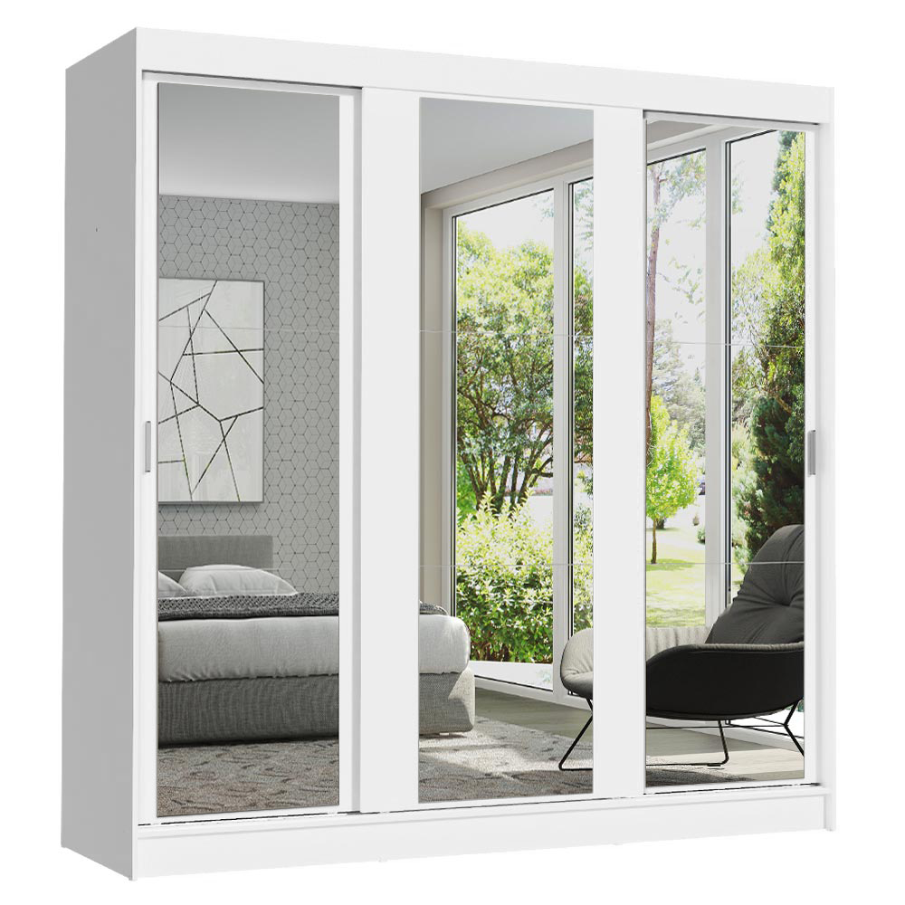 Clóset Reno 3 Puertas Corredizas con Espejos Blanco 180 cm x 205 cm x 54 cm