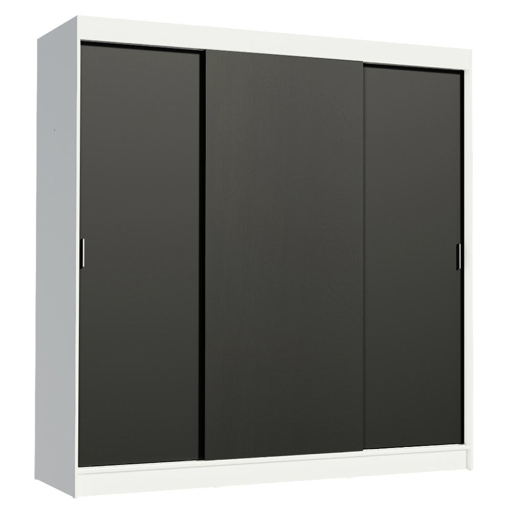 Clóset Reno 3 Puertas Corredizas 4 Cajones Blanco/Negro 180 cm x 205 cm x 54 cm