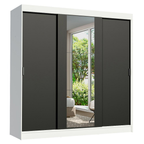 Clóset Reno 3 Puertas Corredizas 1 Espejo Blanco/Negro 180 cm x 205 cm x 54 cm