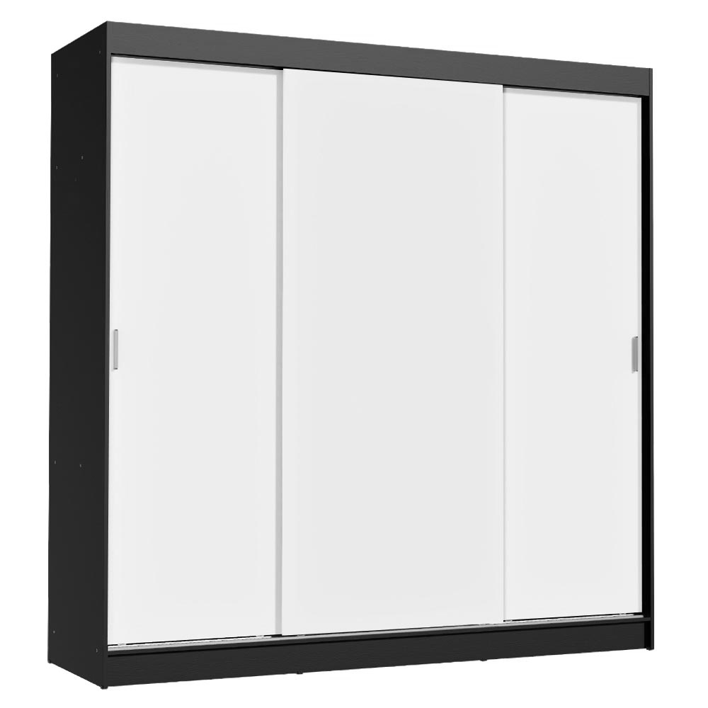 Clóset Reno 3 Puertas Corredizas 4 Cajones Negro/Blanco 180 cm x 205 cm x 54 cm
