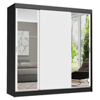 Clóset Reno 3 Puertas Corredizas 2 Espejos Negro/Blanco 180 cm x 205 cm x 54 cm