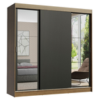 Clóset Reno 3 Puertas Corredizas 2 Espejos Marrón/Negro 180 cm x 205 cm x 54 cm