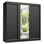 Clóset Reno 3 Puertas Corredizas 1 Espejo Negro 180 cm x 205 cm x 54 cm