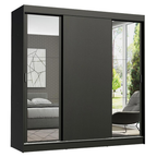 Clóset Reno 3 Puertas Corredizas 2 Espejos Negro 180 cm x 205 cm x 54 cm