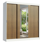 Clóset Reno 3 Puertas Corredizas 1 Espejo Blanco/Marrón 180 cm x 205 cm x 54 cm