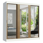 Clóset Reno 3 Puertas Corredizas con Espejos Blanco/Marrón 180 cm x 205 cm x 54 cm