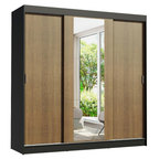 Clóset Reno 3 Puertas Corredizas 1 Espejo Negro/Marrón 180 cm x 205 cm x 54 cm