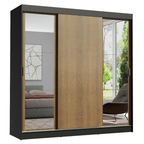 Clóset Reno 3 Puertas Corredizas 2 Espejos Negro/Marrón 180 cm x 205 cm x 54 cm