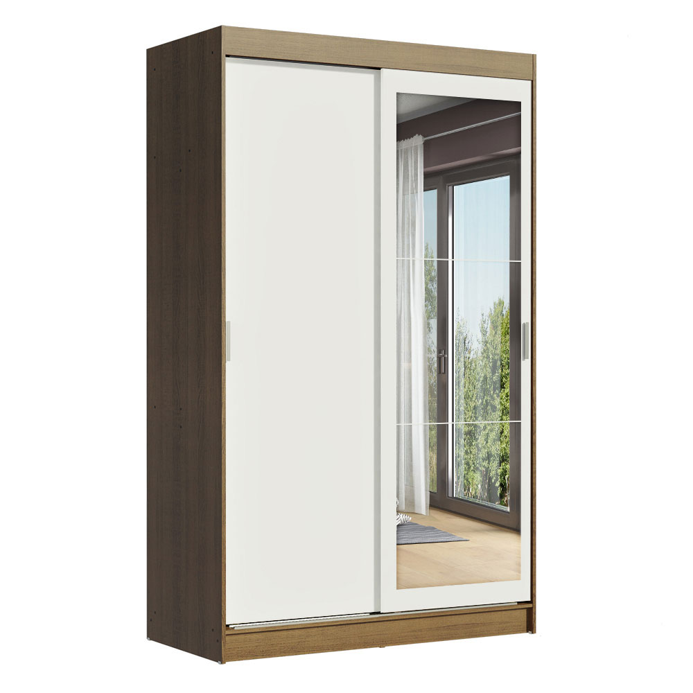 Clóset Tokio 2 Puertas Corredizas 1 Espejo Marrón/Blanco 218 cm x 109 cm x 54 cm