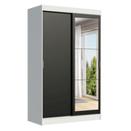 Clóset Tokio 2 Puertas Corredizas 1 Espejo Blanco/Negro 218 cm x 109 cm x 54 cm