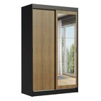 Clóset Tokio 2 Puertas Corredizas 1 Espejo Negro/Marrón 218 cm x 109 cm x 54 cm