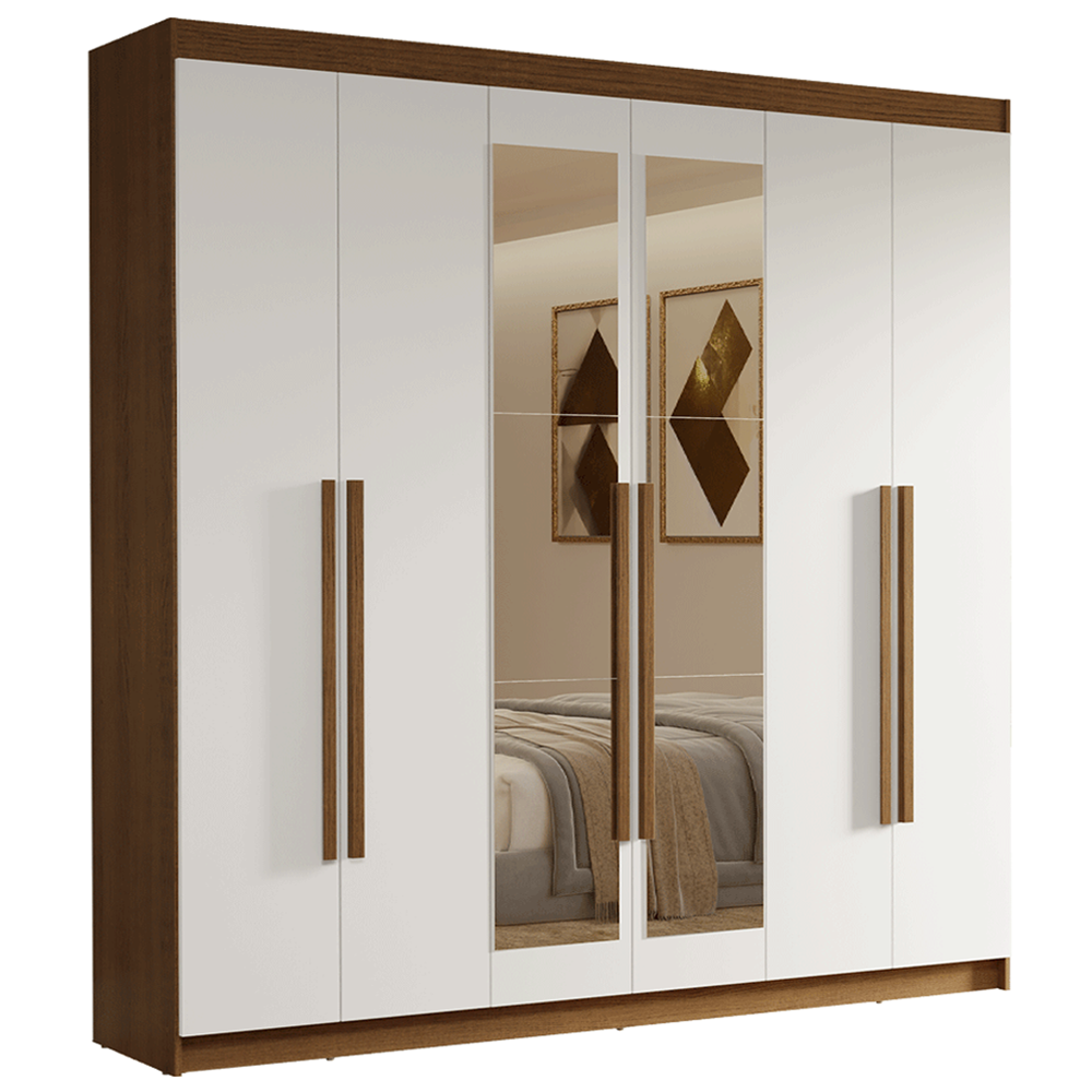 Closet Venus 6 Puertas 4 Cajones 2 Espejos MarrónBlanco