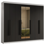 Closet Venus 8 Puertas 4 Cajones 2 Espejos BlancoNegro