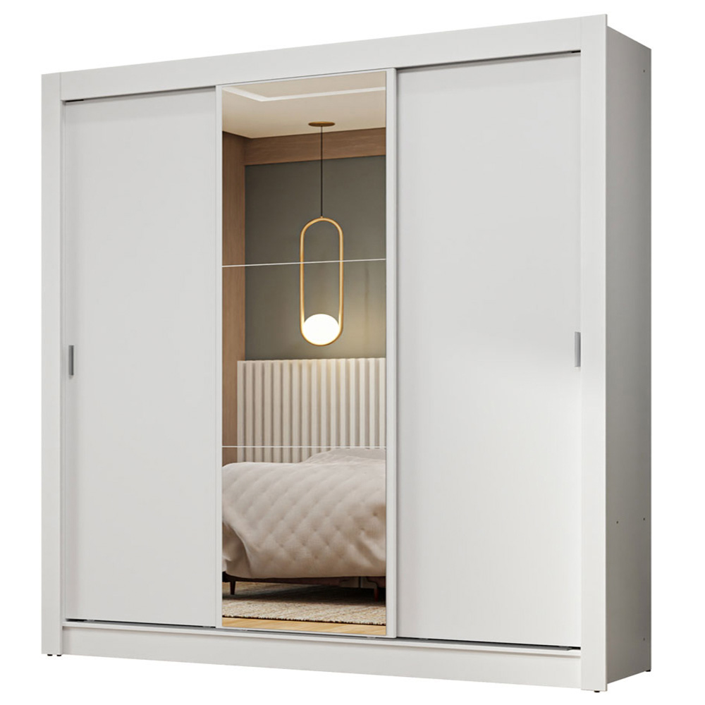 Clóset Nobre 3 Puertas Corredizas 1 Espejo Blanco 205 cm x 170 cm x 51 cm