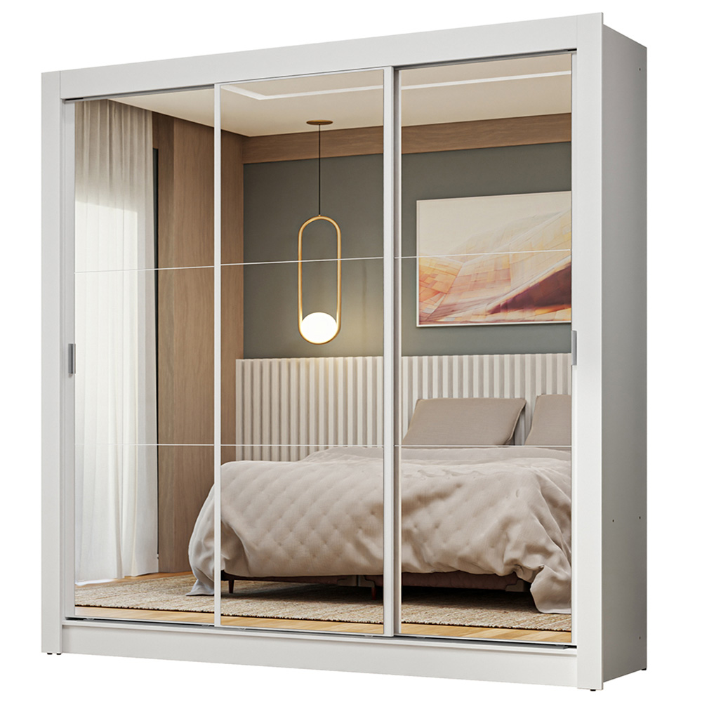 Clóset Nobre 3 Puertas Corredizas con Espejos Blanco 205 cm x 170 cm x 51 cm
