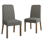 Kit 2 Sillas de Comedor Madesa 4256 Silver con Borde Superior MarrónPlateado