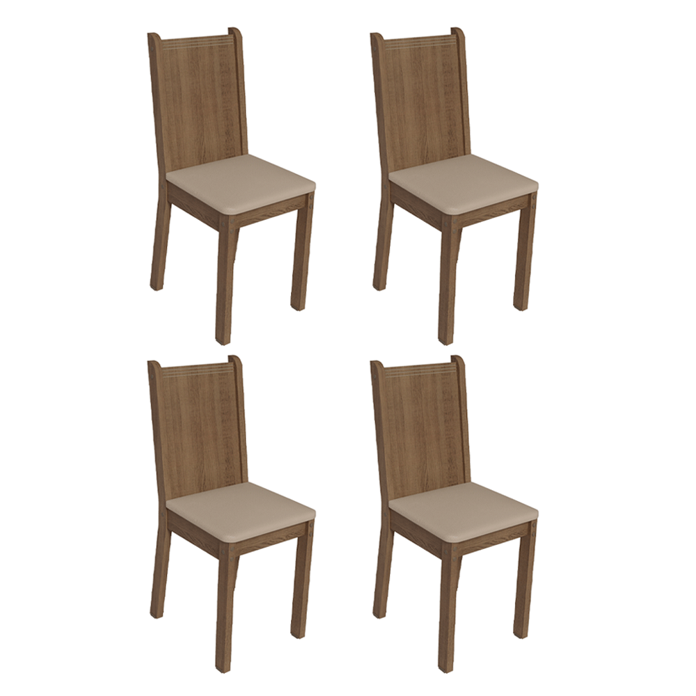 Kit de 4 Sillas de Comedor 4290 Marrón/Beige Madesa