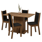 Juego de Comedor Tina con 4 Sillas Marrón/Negro