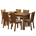 Juego de Comedor Analu con 6 Sillas Marrón/Beige