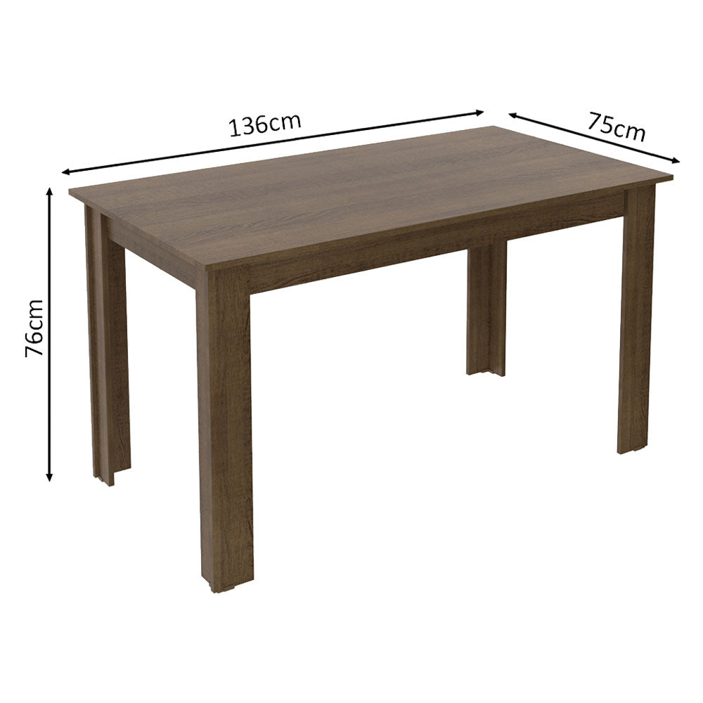 Mesa de Comedor Rectangular 6 Puestos de Madera Marrón Madesa